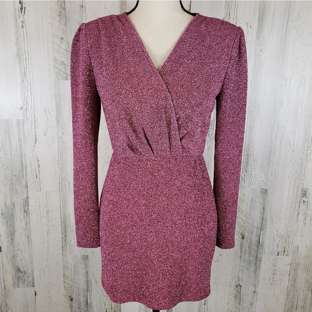 MNG Pink Metallic Cocktail Party Dress Sz 2